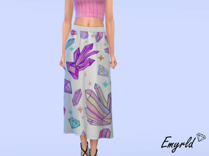 Sims 4 — Long Crystal Skirt (requires Get Famous) by Emyrld — long skirt with large crystals pattern