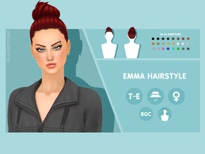 Sims 4 — Emma Hairstyle by simcelebrity00 — Hello Simmers! This high bun, sleek, and hat compatible hairstyle is