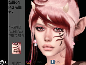 Sims 4 — Random Facepaint V18 by Reevaly — 7 Swatches. Teen to Elder. Male and Female. Base Game compatible. Please do