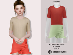 Sims 4 — Dress No.238 by _Akogare_ — Akogare Dress No.238 -8 Colors - New Mesh (All LODs) - All Texture Maps - HQ