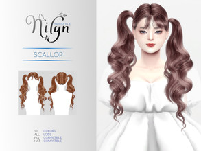 Sims 4 — SCALLOP HAIR - NEW MESH  by Nilyn — Mesh by Nilyn 20 Swatches All LOD Compatible HQ Compatible HAT Compatible