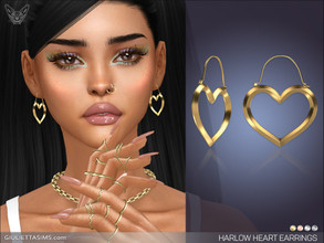 Sims 4 — Harlow Heart Earrings by feyona — Harlow Heart Earrings come in 4 colors of metal: yellow gold, white gold, rose