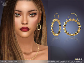 Sims 4 — Daphne Faceted Circle Earrings by feyona — Daphne Faceted Circle Earrings come in 4 colors of metal: yellow
