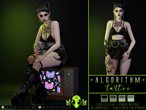 Sims 4 — Algorithm Tattoo by unidentifiedsims — Full body tattoo x1 colour x4 shades HQ compatible Works with all skins