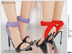 Sims 4 — Ankle Wrap Heel S29 by mermaladesimtr — New Mesh 10 Swatches All Lods Teen to Elder For Female -No Slider