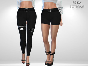 Sims 4 — Erika Bottoms  by Puresim — Black pants and shorts. ( 2 swatches)