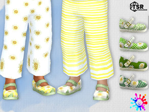 Sims 4 — Daisies Mary Janes by Pelineldis — Six cute Mary Janes with daisies print