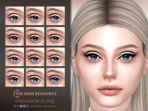 Sims 4 — Eyeshadow 25 (HQ) by Caroll912 — A 12-swatch modern take on iconic Twiggy eyeshadow with 2D bottom lashes in
