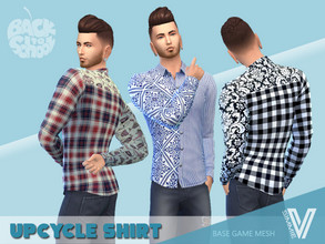 Sims 4 — Back to School Upcycle Shirt by SimmieV — If you are living for a good upcycle mix of patterns and prints, then