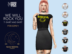 Sims 4 — We Will Rock You set by maximoons — Base game compatible HQ compatible Custom thumbnail Original mesh T-shirt