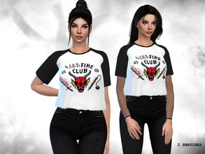 Sims 4 — Strange Tee by Puresim — Club Tshirt as seen in the Netflix serie. 2 swatches.