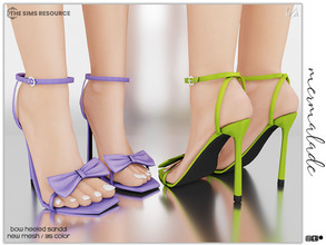 Sims 4 — Bow Heeled Sandals S32 by mermaladesimtr — New Mesh 35 Swatches All Lods Teen to Elder For Female -No Slider