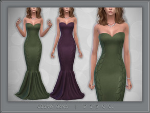Sims 4 — Olive Gown. by Pipco — A sleek gown in 17 colors. Base Game Compatible New Mesh All Lods HQ Compatible Shadow,