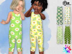 Sims 4 — Daisies Jumpsuit by Pelineldis — Six cute jumpsuits with daisies print. Can be found in the bottoms/skin tight