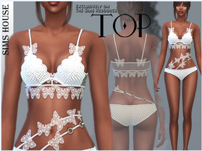 Sims 4 — LACE BUTTERFLY BRALETTE by Sims_House — LACE BUTTERFLY BRALETTE 6 color options. Women's Lace Bralette Butterfly
