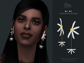 Sims 4 — Chamomile earrings by sugar_owl — Flower asymmetric earrings for female sims. BG and HQ compatible. 5 swatches.