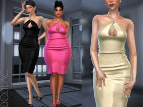 Sims 4 — Satin Dress DO500 by DOLilac — Custom thumbnail New Mesh 12 Colors Adult-Elder-Teen-Young Adult For Female