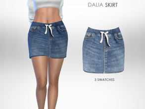 Sims 4 — Dalia Skirt by Puresim — Denim skirt in 4 swatches.
