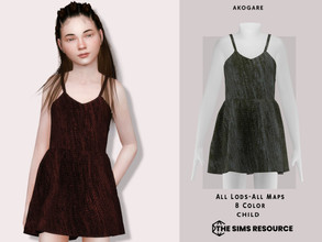 Sims 4 — Dress No.239 by _Akogare_ — Akogare Dress No.239 -8 Colors - New Mesh (All LODs) - All Texture Maps - HQ