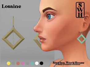 Sims 4 — [SWH] Earrings Losaine by Styvlen — Earring losaine, composed of rings which connects a rhombus is a chain. Base