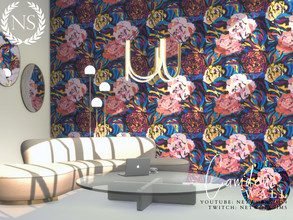 Sims 4 — Camden Wallpaper by networksims — A vibrant abstract floral wallpaper.