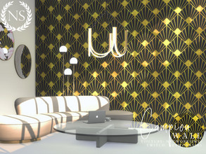 Sims 4 — Campion Wallpaper by networksims — A black and gold art deco wallpaper.