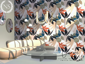 Sims 4 — Carme Wallpaper by networksims — A modern abstract wallpaper, in muted brown, orange, and blue tones.