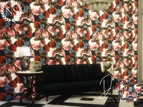 Sims 4 — Dionna Wallpaper by networksims — A floral patterned wallpaper in dark jewel tones. 
