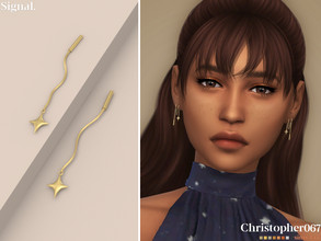 Sims 4 — Signal Earrings by christopher0672 — This is a cute pair of star charm threader earrings. 8 Colors New Mesh by