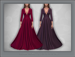 Sims 4 — Eliza Gown II by Pipco — A fashionable gown in 17 colors. Base Game Compatible New Mesh All Lods HQ Compatible