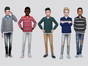 Sims 4 — Morgan Striped Shirt Boys by McLayneSims — TSR EXCLUSIVE Standalone item 10 Swatches MESH by Me NO RECOLORING