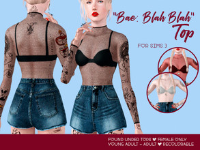 Sims 3 — Bae: Blah Blah Top by maximoons — Female only With custom thumbnail Adult &amp;amp;amp;amp; Young Adult