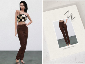 Sims 4 — CORDUROY PANTS by ZNsims — The design details are: corduroy, vintage, high waisted, casual. 6 colors.