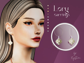 Sims 4 — "Lory" earrings by FlyStone — Elegant cube earrings with small pearls