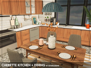 Sims 4 — Cherette Kitchen + Dining (TSR only CC) by xogerardine — Modern kitchen with dining space!