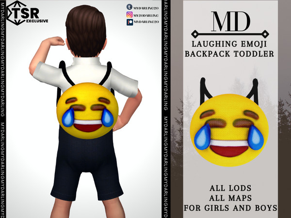 Sims 4 — laughing emoji backpack toddler by Mydarling20 — new mesh base game compatible all lods all maps 1 colors