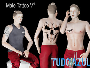 Sims 4 — Tattoo Male V&#8308; by tudo_azul — 3 colors available. prohibited to re-post recolors only with permission