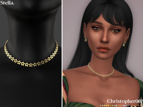 Sims 4 — Stella Necklace by christopher0672 — This is a super adorable star chain choker. 21 Colors New Mesh by Me Custom
