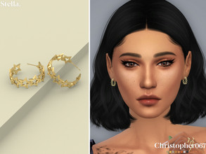Sims 4 — Stella Earrings by christopher0672 — This is a super adorable pair of star hoop earrings. 8 Colors New Mesh by