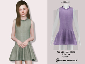 Sims 4 — Dress No.240 by _Akogare_ — Akogare Dress No.240 -8 Colors - New Mesh (All LODs) - All Texture Maps - HQ