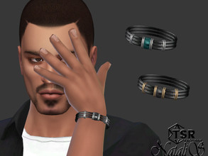Sims 4 — Mens enamel details cord bracelet by Natalis — Mens enamel details cord bracelet. 3 enamel color options. 2