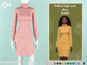 Sims 4 — Knitted high neck dress Adult by MysteriousOo — Knitted high neck dress in 15 colors