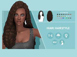 Sims 4 — Hiari Hairstyle by simcelebrity00 — Hello Simmers! This side parted, long curly, and hat compatible hairstyle is