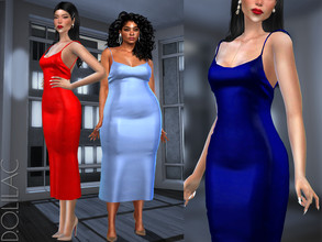 Sims 4 — V-neck Slip Midi Dress DO502 by DOLilac — Custom thumbnail New Mesh 10 Colors Adult-Elder-Teen-Young Adult For