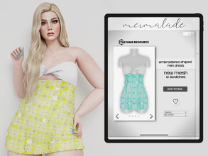 Sims 4 — Embroidered Draped  Mini Dress MC419 by mermaladesimtr — New Mesh 10 Swatches All Lods Teen to Elder For Female
