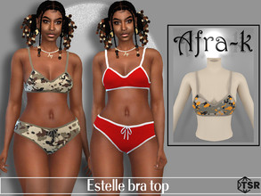 Sims 4 — Estelle bra top by akaysims — Bra top in solid colors and camouflage prints. Comes in 15 swatches