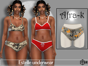 Sims 4 — Estelle set underwear by akaysims — Underwear panties in soolid colors and camouflage prints. Comes in 15