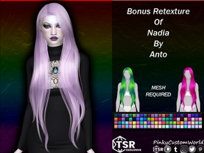 Sims 4 — Bonus Retexture of Nadia hair by Anto by PinkyCustomWorld — Beautiful very long alpha hairstyle originally made
