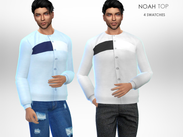 Sims 4 — Noah Top by Puresim — Men sweatshirt in 4 swatches.