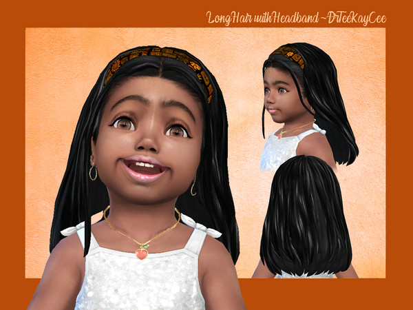 Sims 4 — Long Hair with Headband ~ Toddler by drteekaycee — So let your toddler sims hair flow free with this cute style!